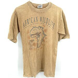 Vintage  Dallas Alice African Wildlife Embroidered Cheetah Graphic T Shirt M